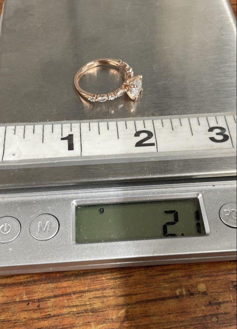 Sterling Silver Round Solitaire Ring with Marquise Accents, Size 7.5