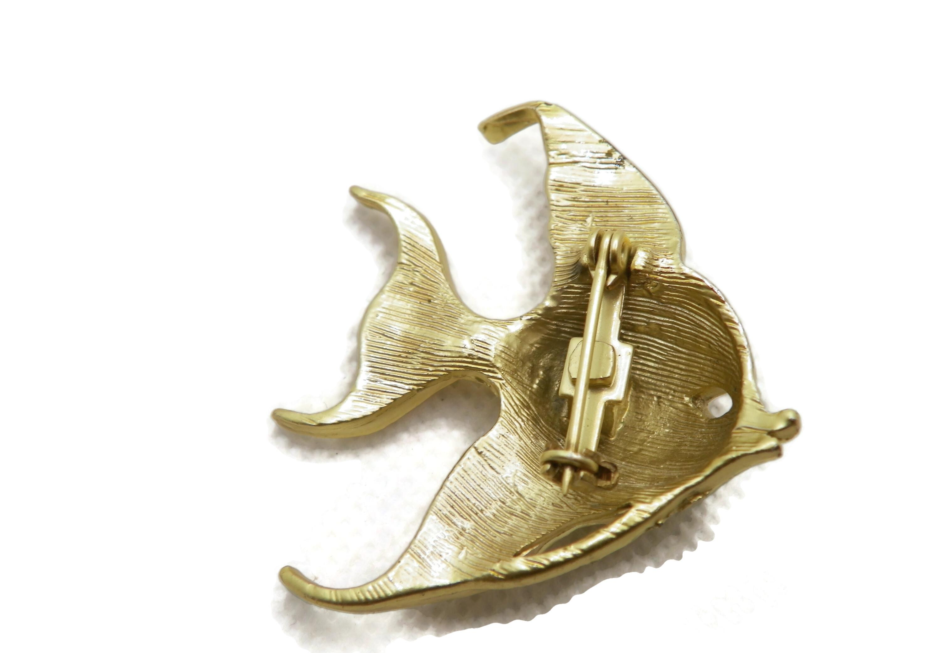 Vintage Gold Tone Angel Fish Brooch