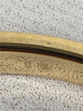 Swarovski Gold Tone Crystal Hinged Bangle Bracelet with Box