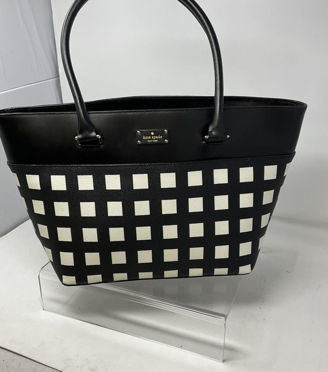 Kate Spade New York Black and White Grid Tote