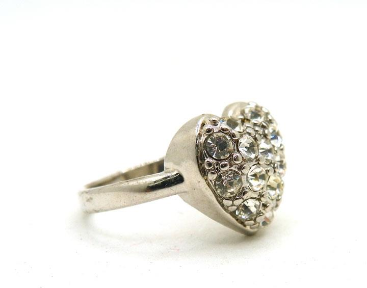 Silver Tone Cubic Zirconia Heart Ring