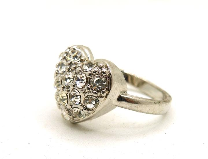 Silver Tone Cubic Zirconia Heart Ring