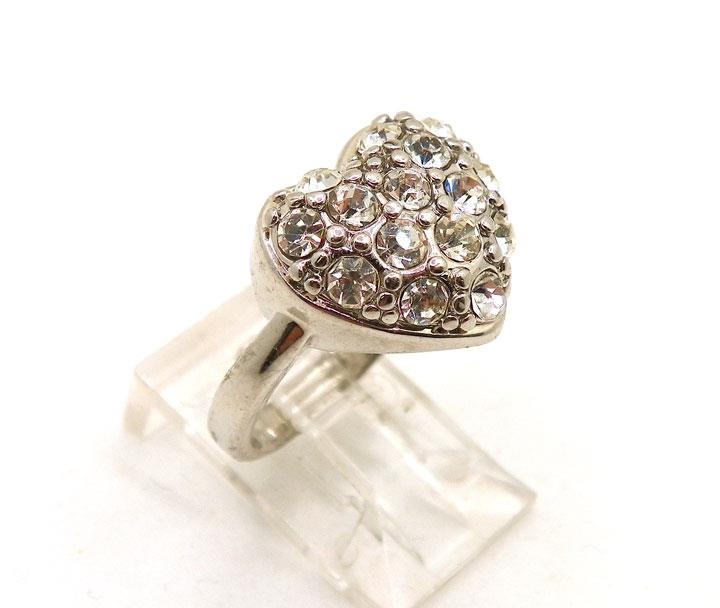 Silver Tone Cubic Zirconia Heart Ring
