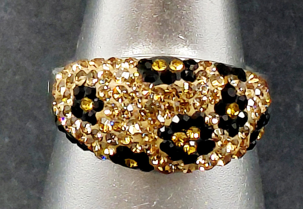 JCM 925 Silver Leopard Crystal Ring Size 8