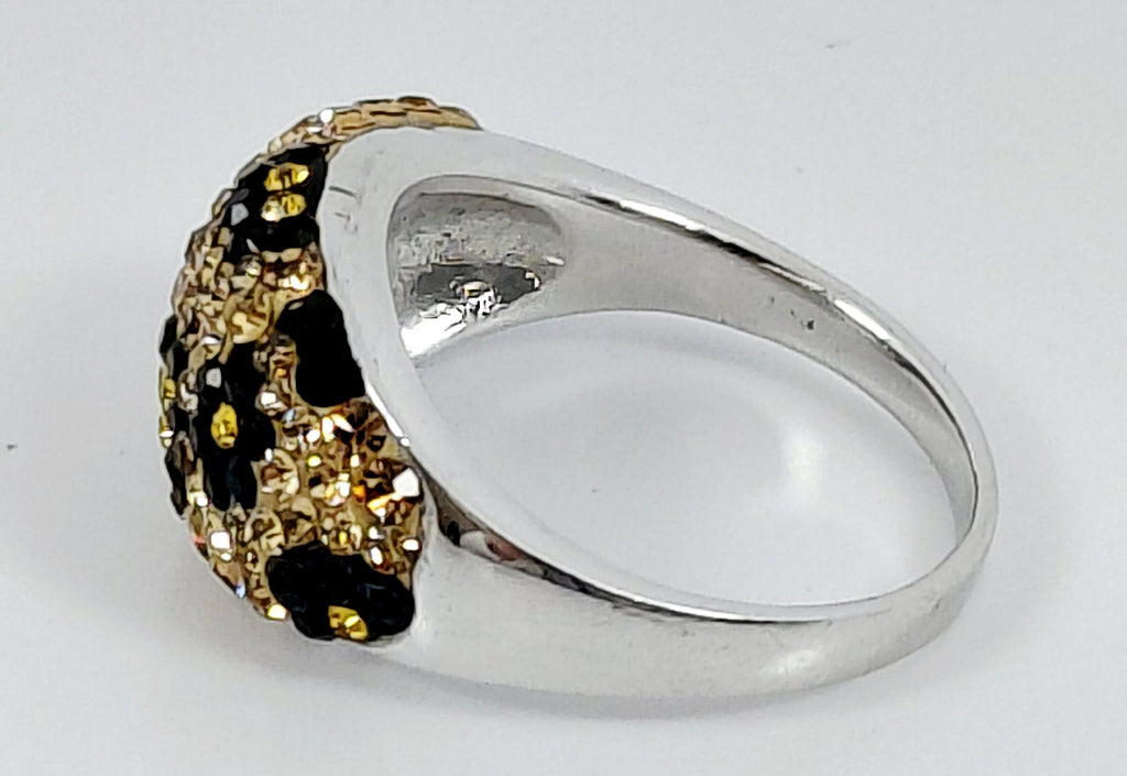 JCM 925 Silver Leopard Crystal Ring Size 8