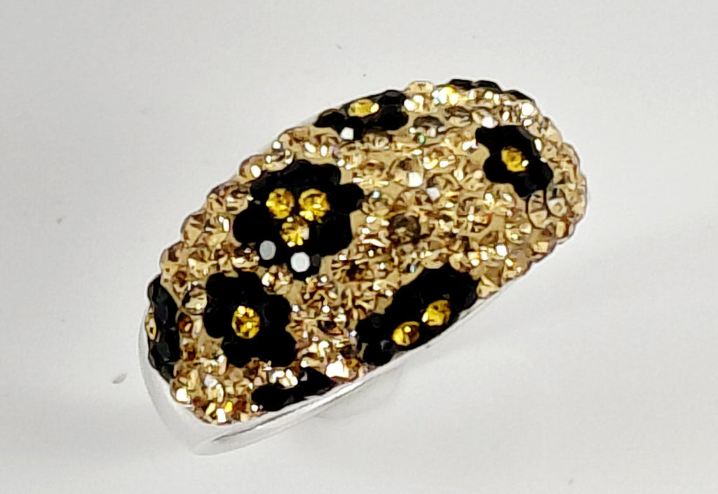 JCM 925 Silver Leopard Crystal Ring Size 8