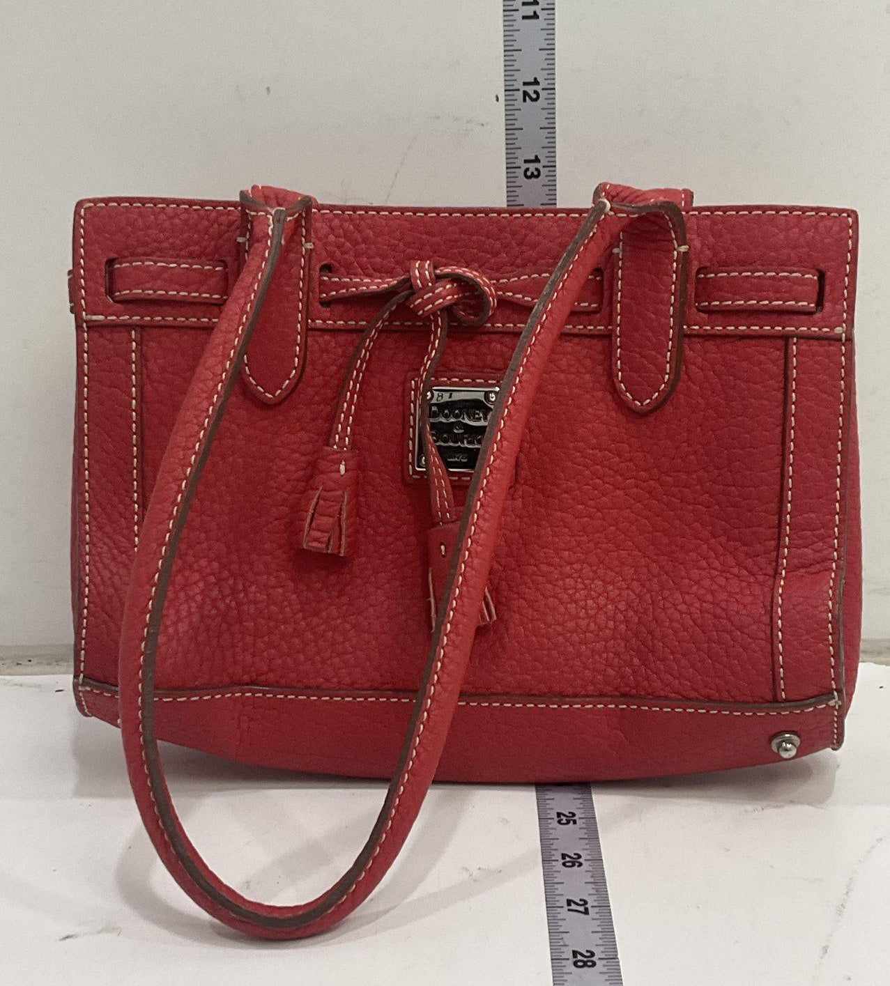 Dooney & Bourke Red Pebbled Leather Tassel Satchel
