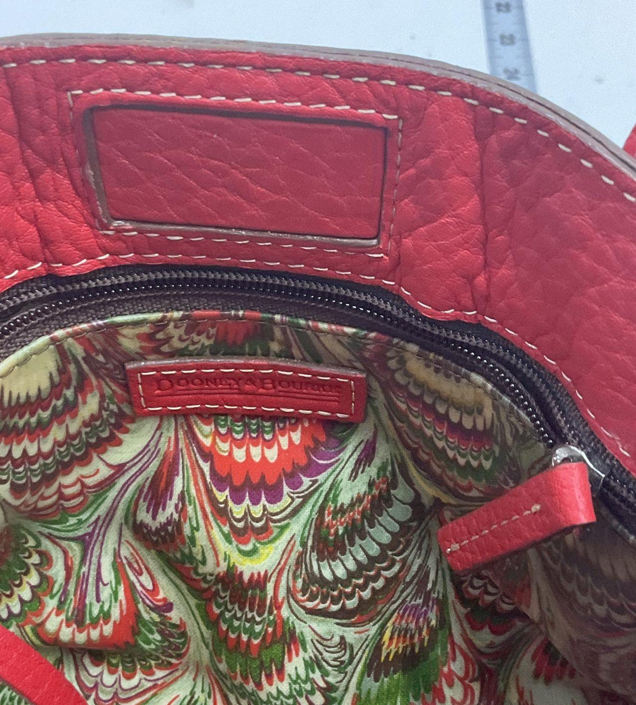 Dooney & Bourke Red Pebbled Leather Tassel Satchel