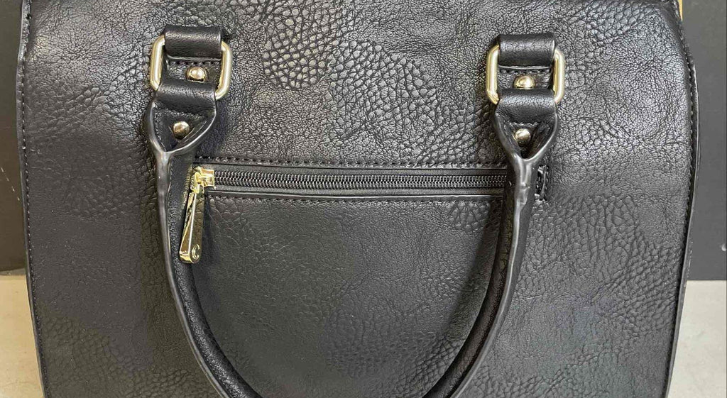 Charming Charlie Black & White Satchel with Lock Charm