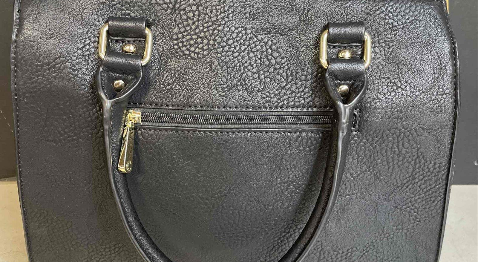 Charming Charlie Black & White Satchel with Lock Charm