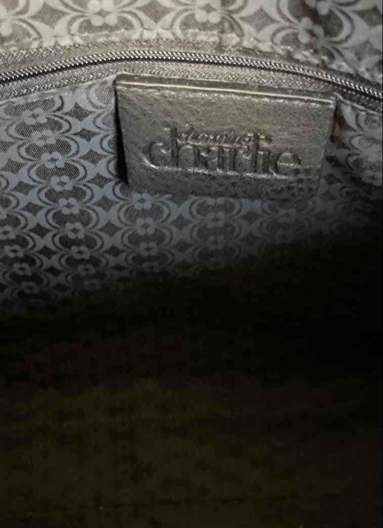 Charming Charlie Black & White Satchel with Lock Charm