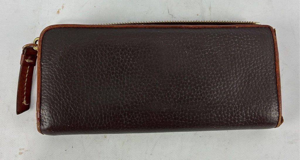 Dooney & Bourke Brown Pebbled Leather Zip-Around Wallet