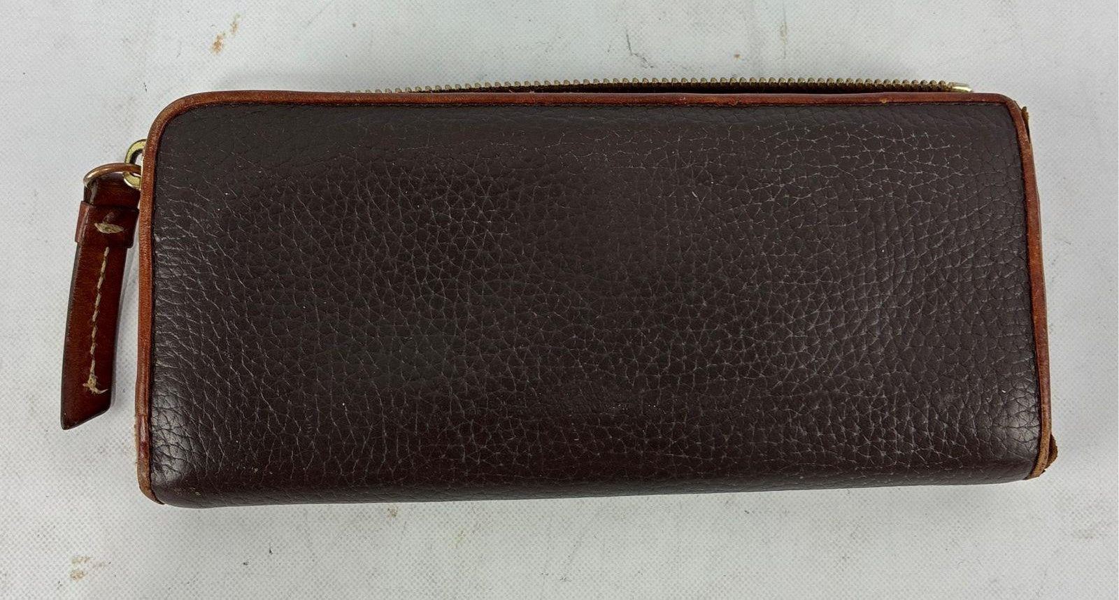 Dooney & Bourke Brown Pebbled Leather Zip-Around Wallet