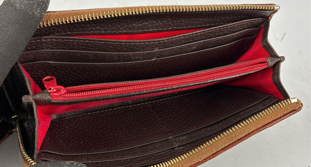 Dooney & Bourke Brown Pebbled Leather Zip-Around Wallet