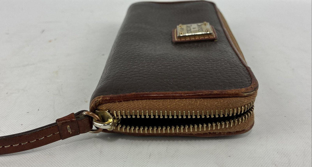 Dooney & Bourke Brown Pebbled Leather Zip-Around Wallet