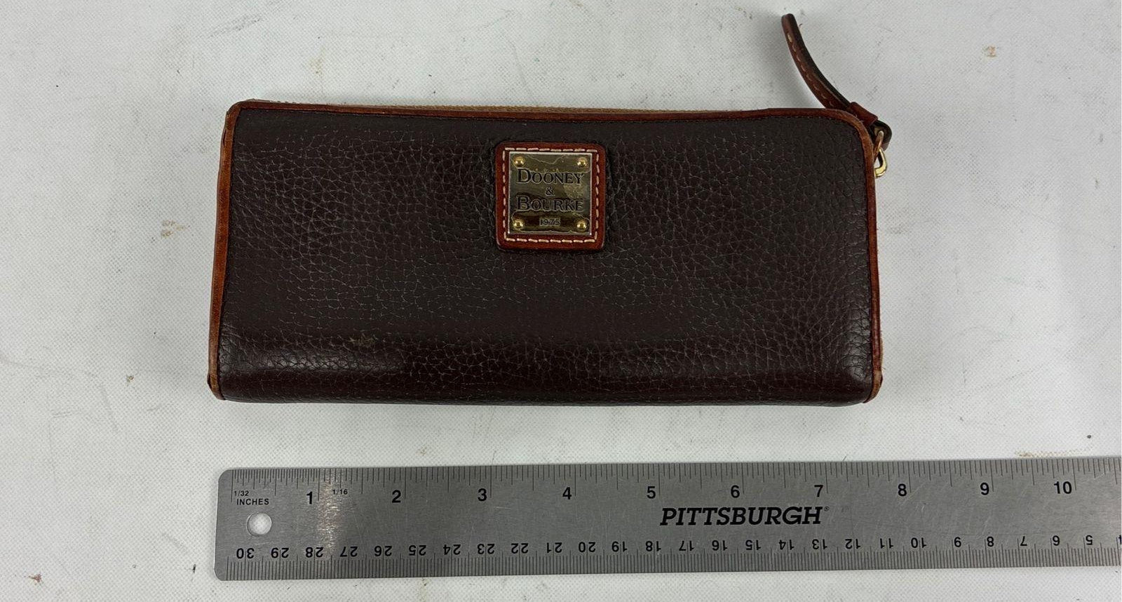 Dooney & Bourke Brown Pebbled Leather Zip-Around Wallet
