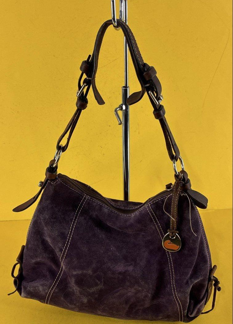 Dooney & Bourke Purple Suede Shoulder Bag with Leather Trim