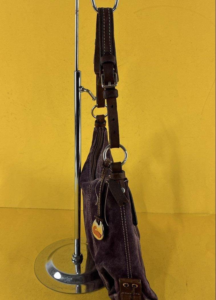 Dooney & Bourke Purple Suede Shoulder Bag with Leather Trim