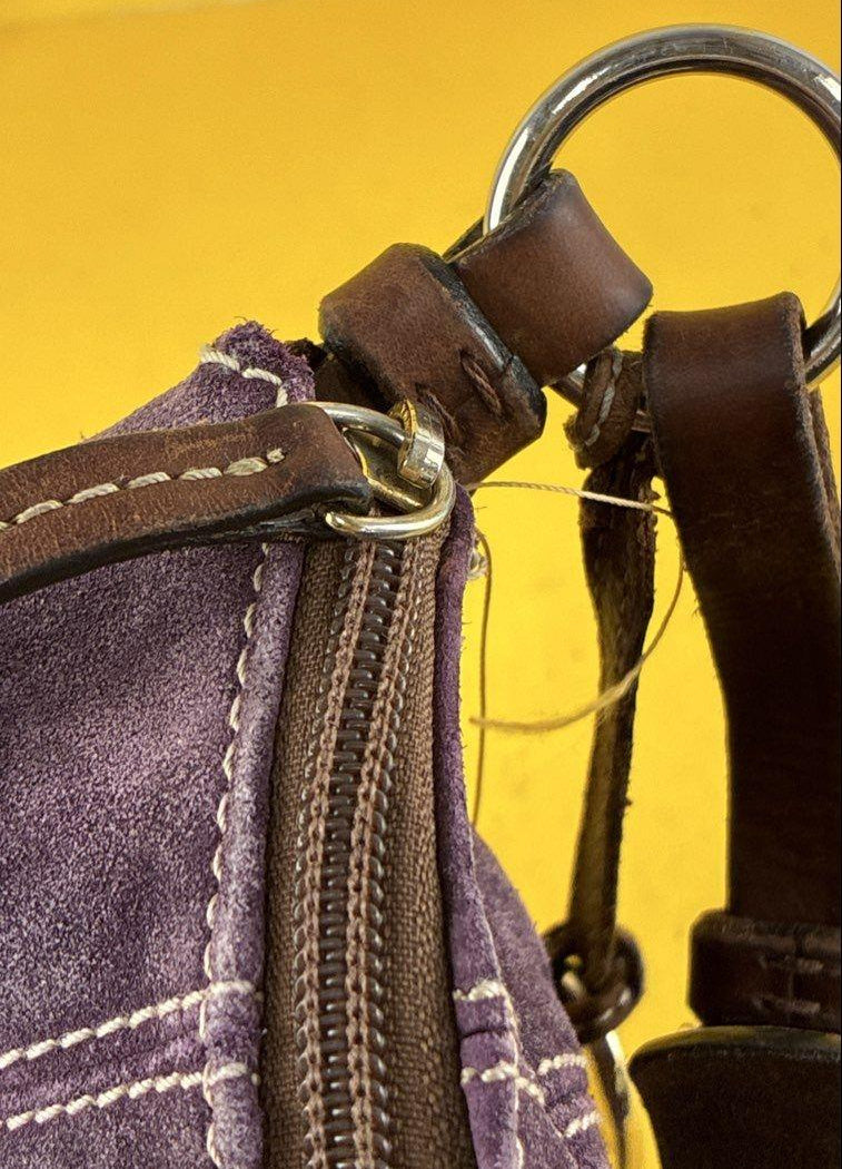 Dooney & Bourke Purple Suede Shoulder Bag with Leather Trim