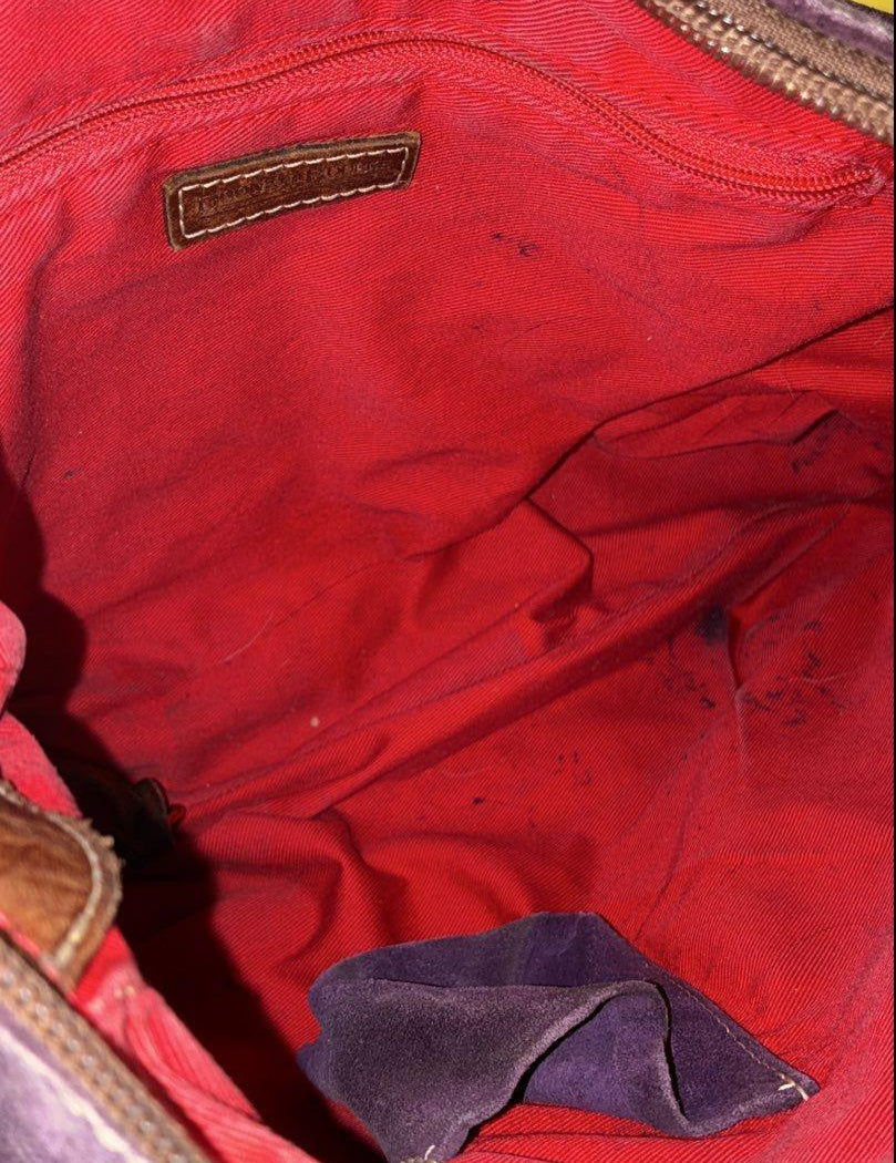 Dooney & Bourke Purple Suede Shoulder Bag with Leather Trim