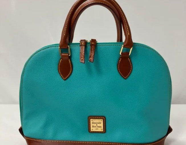 Dooney & Bourke Turquoise and Brown Zip Zip Satchel MO105084 Medium
