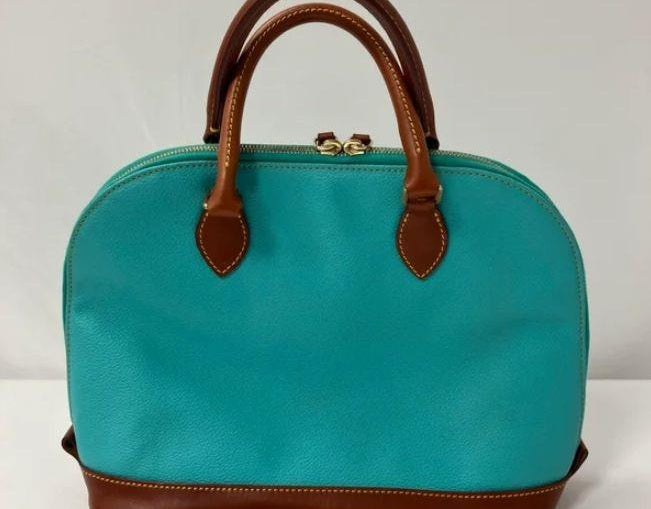 Dooney & Bourke Turquoise and Brown Zip Zip Satchel MO105084 Medium