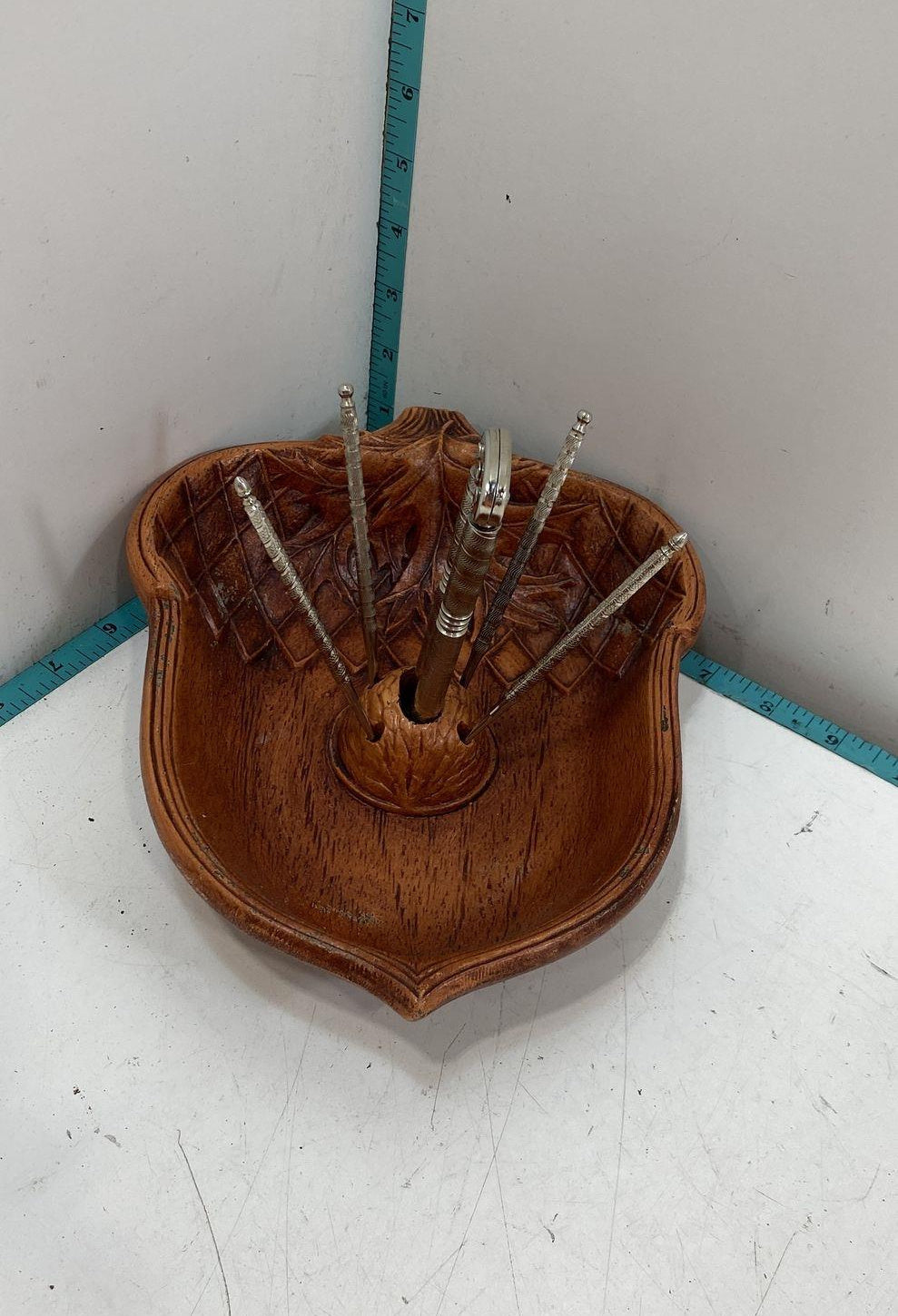 Acorn Nut Serving Tray with Nutcracker and Four Picks
