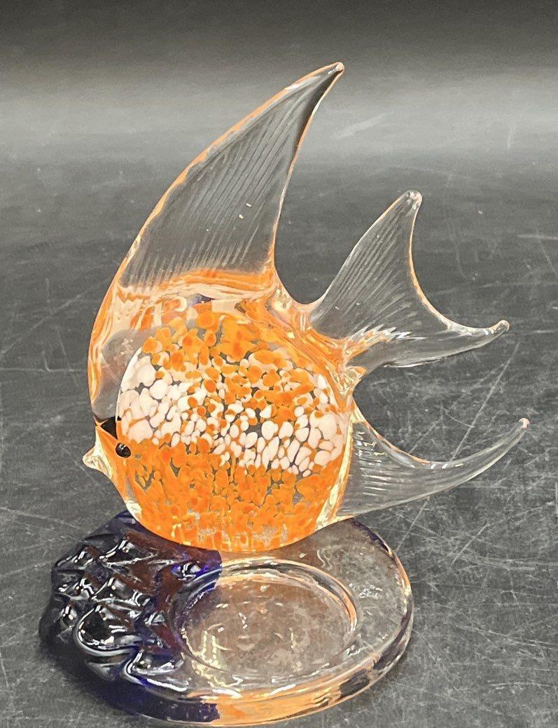 Vintage Hand Blown Art Glass Fish Tea Light Candle Holder Lot 3 Piece Set