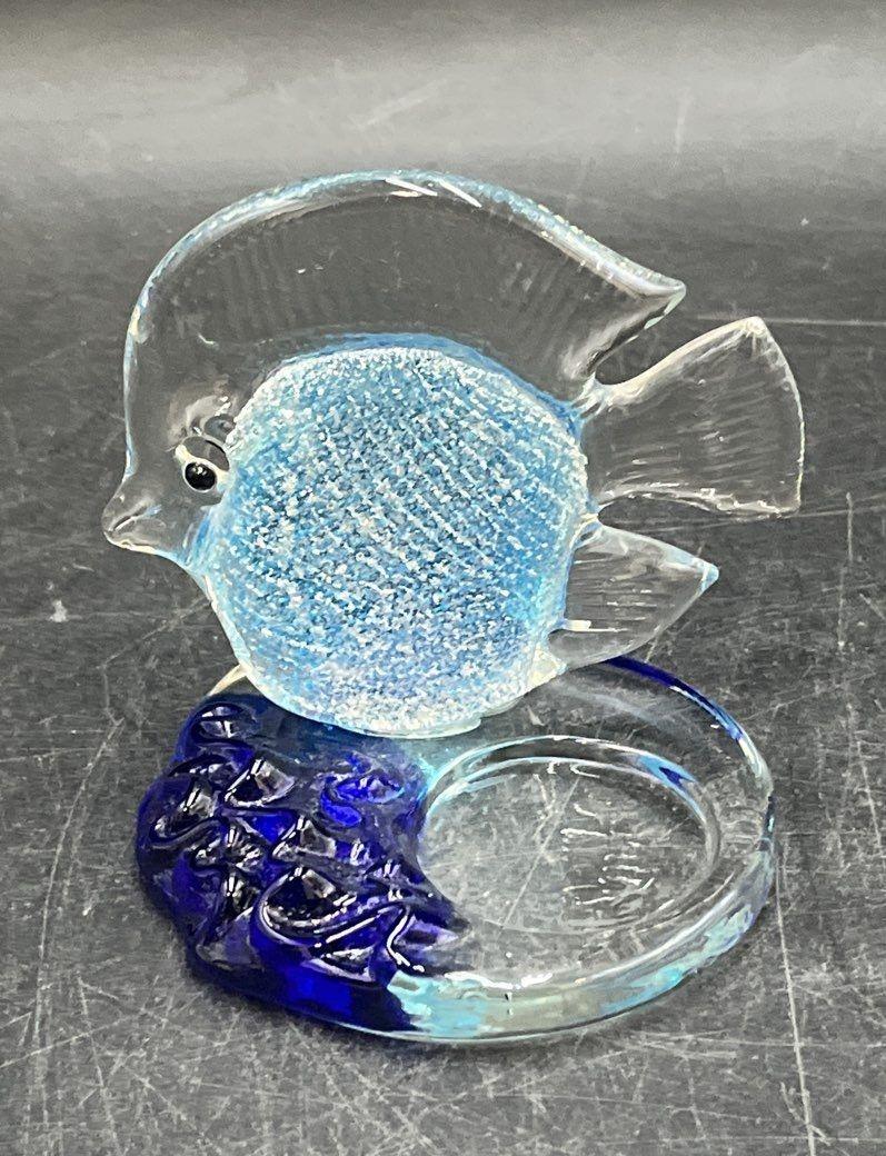 Vintage Hand Blown Art Glass Fish Tea Light Candle Holder Lot 3 Piece Set