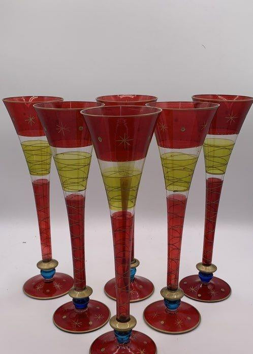 Pier 1 Imports Colorful Champagne Flutes Set of 6