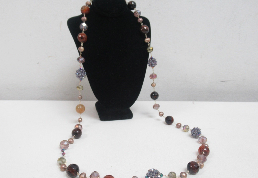 Velenti Multicolor Pearl & Glass Beaded Long Necklace