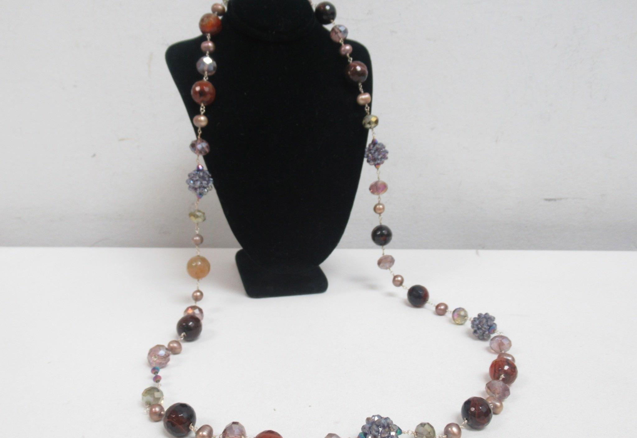 Velenti Multicolor Pearl & Glass Beaded Long Necklace