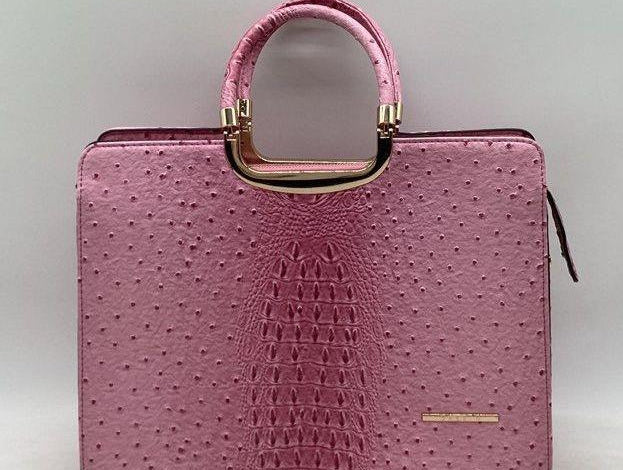 Dasein Pink Faux Ostrich Embossed Structured Handbag