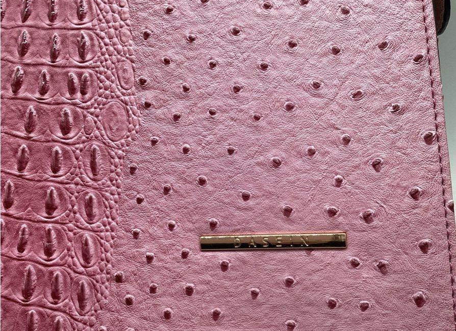 Dasein Pink Faux Ostrich Embossed Structured Handbag