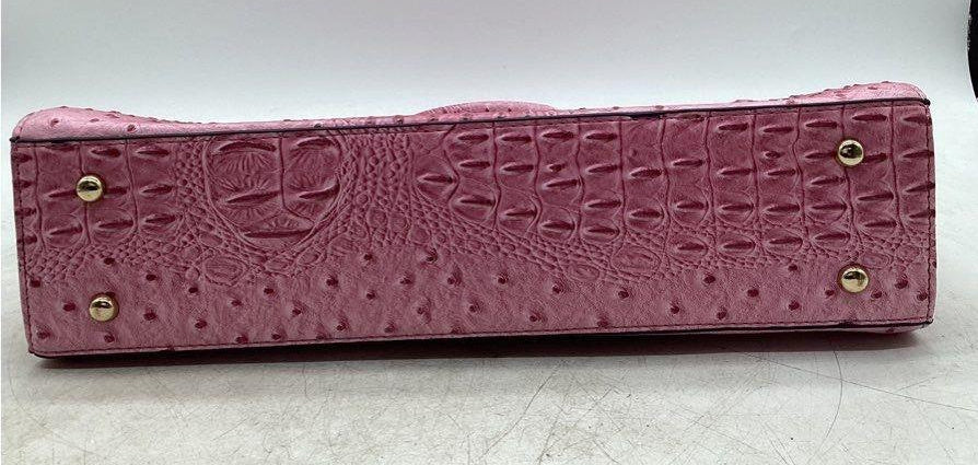 Dasein Pink Faux Ostrich Embossed Structured Handbag