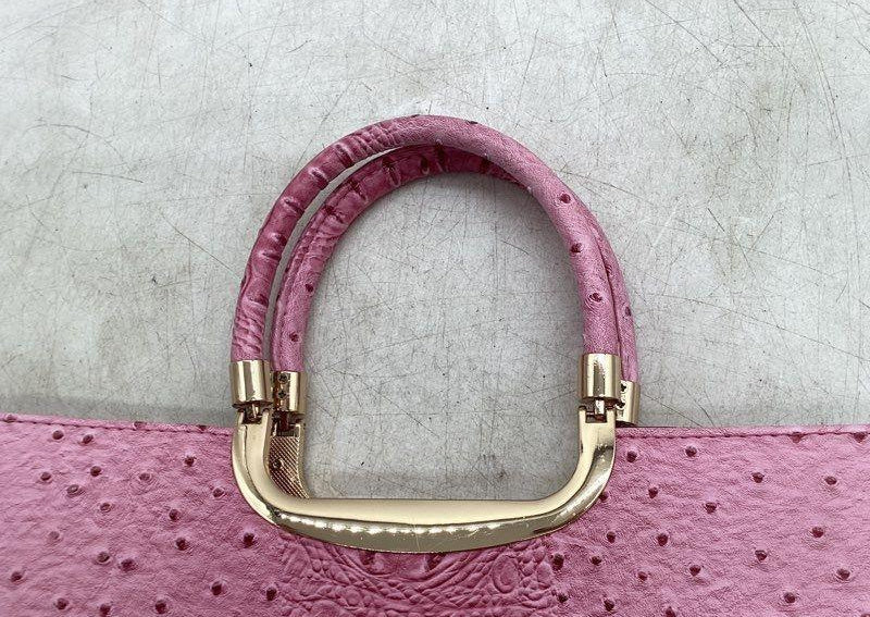 Dasein Pink Faux Ostrich Embossed Structured Handbag