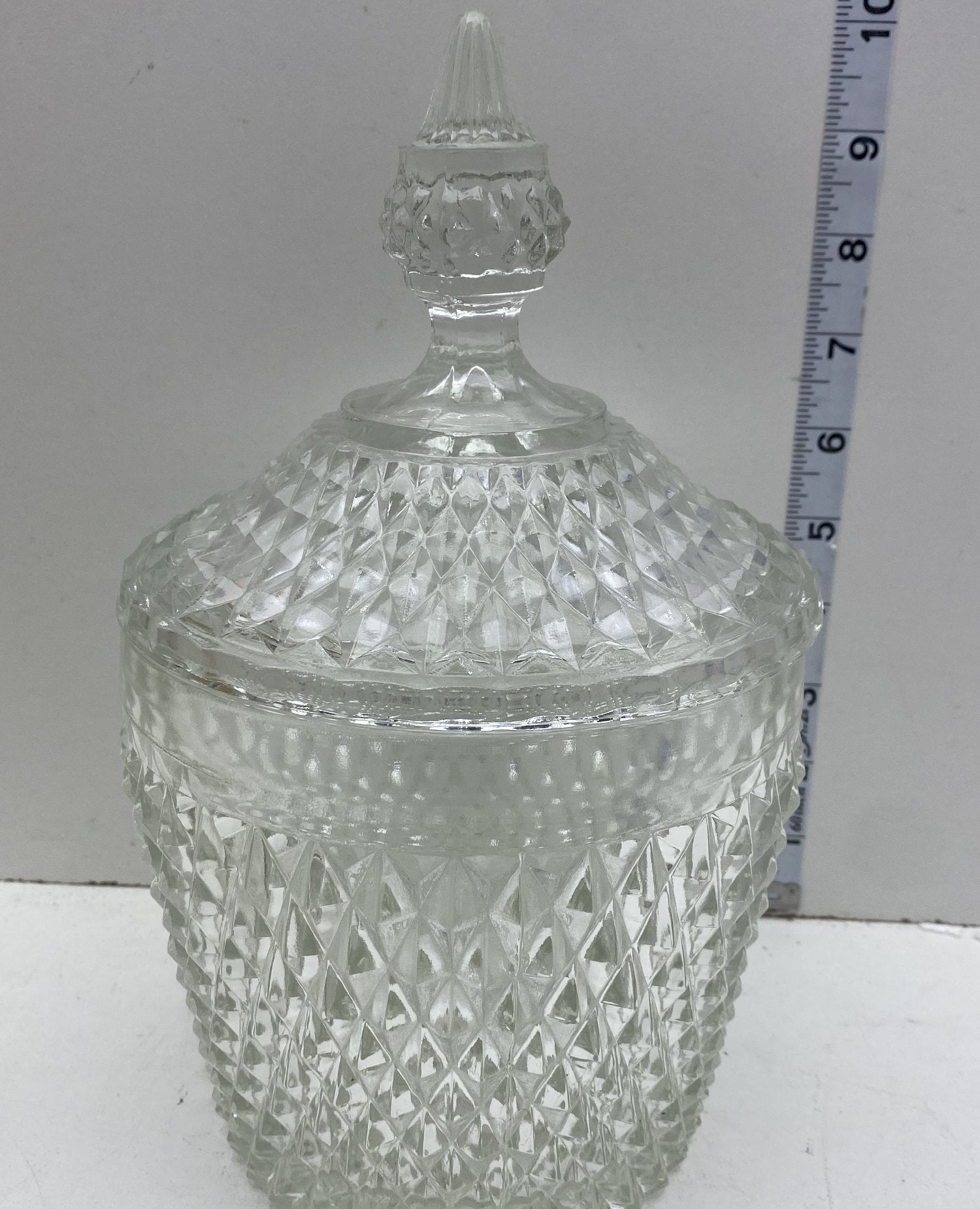 Indiana Glass Diamond Point 8-Piece Punch Set Clear Glass Vintage