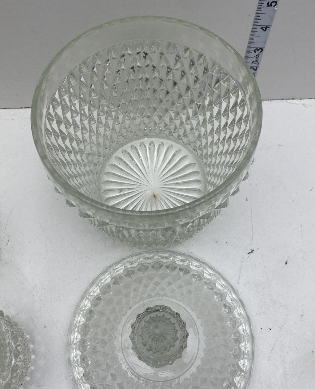 Indiana Glass Diamond Point 8-Piece Punch Set Clear Glass Vintage