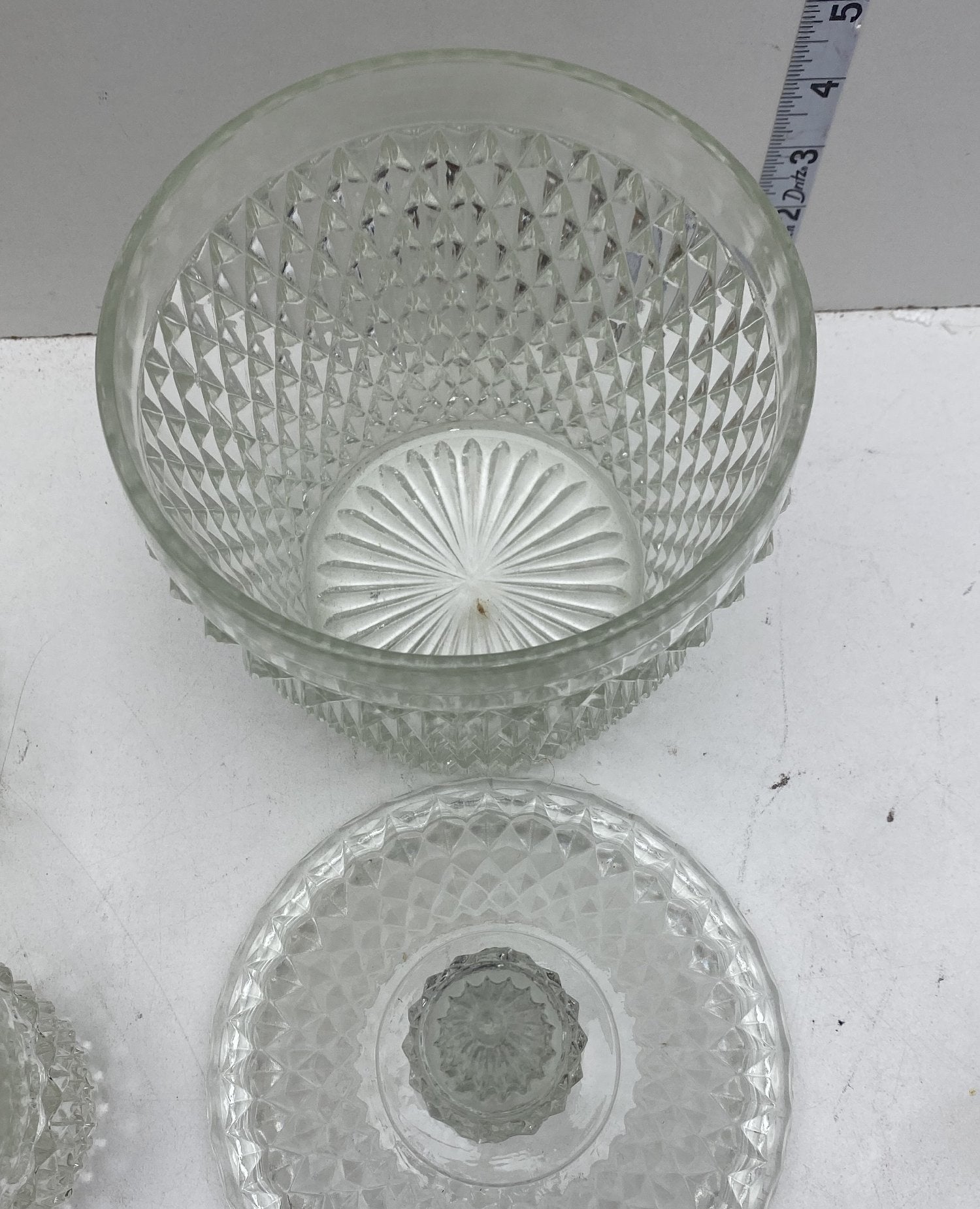 Indiana Glass Diamond Point 8-Piece Punch Set Clear Glass Vintage