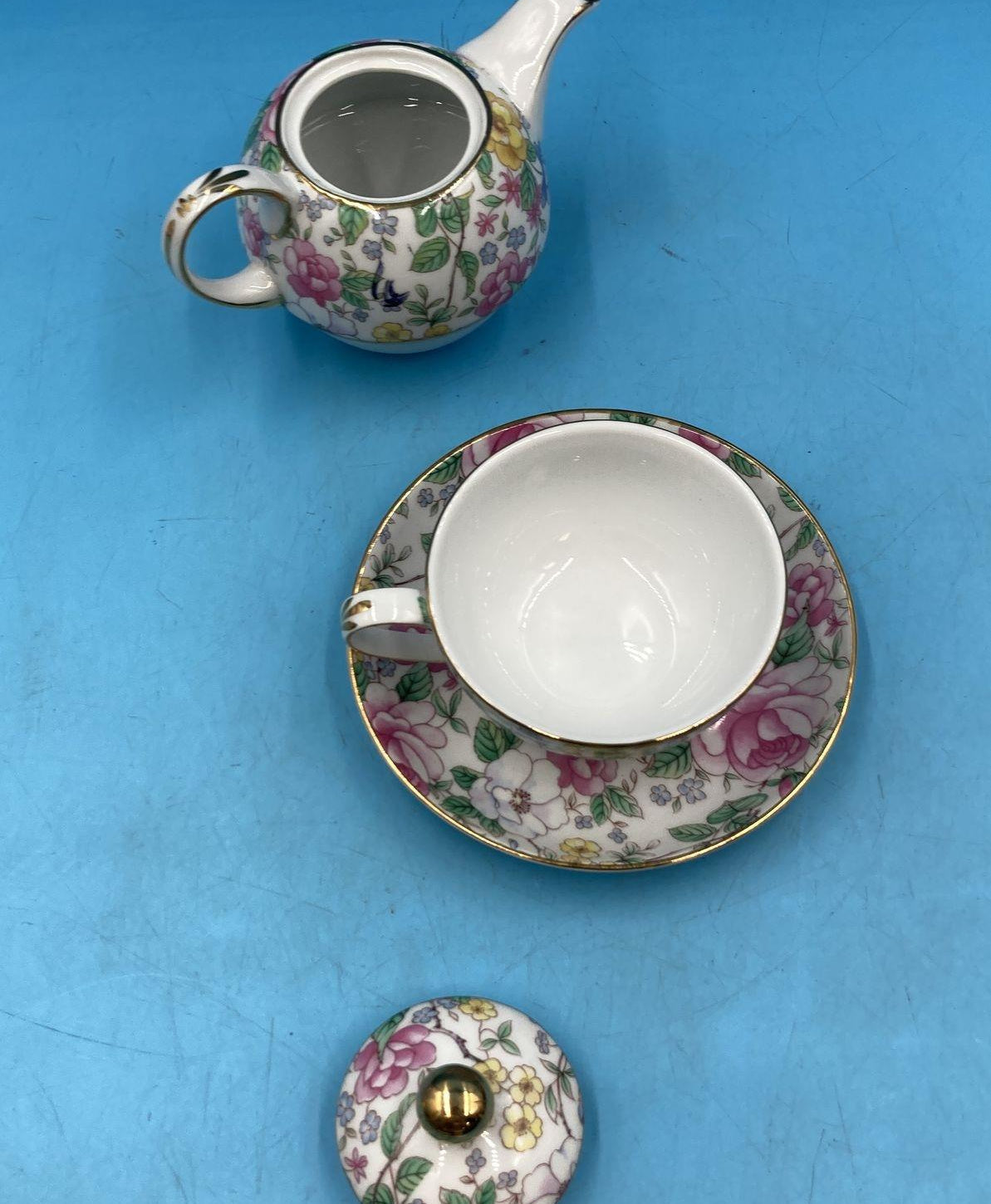 Two's Company Chintz Floral Teapot for One Stackable Set