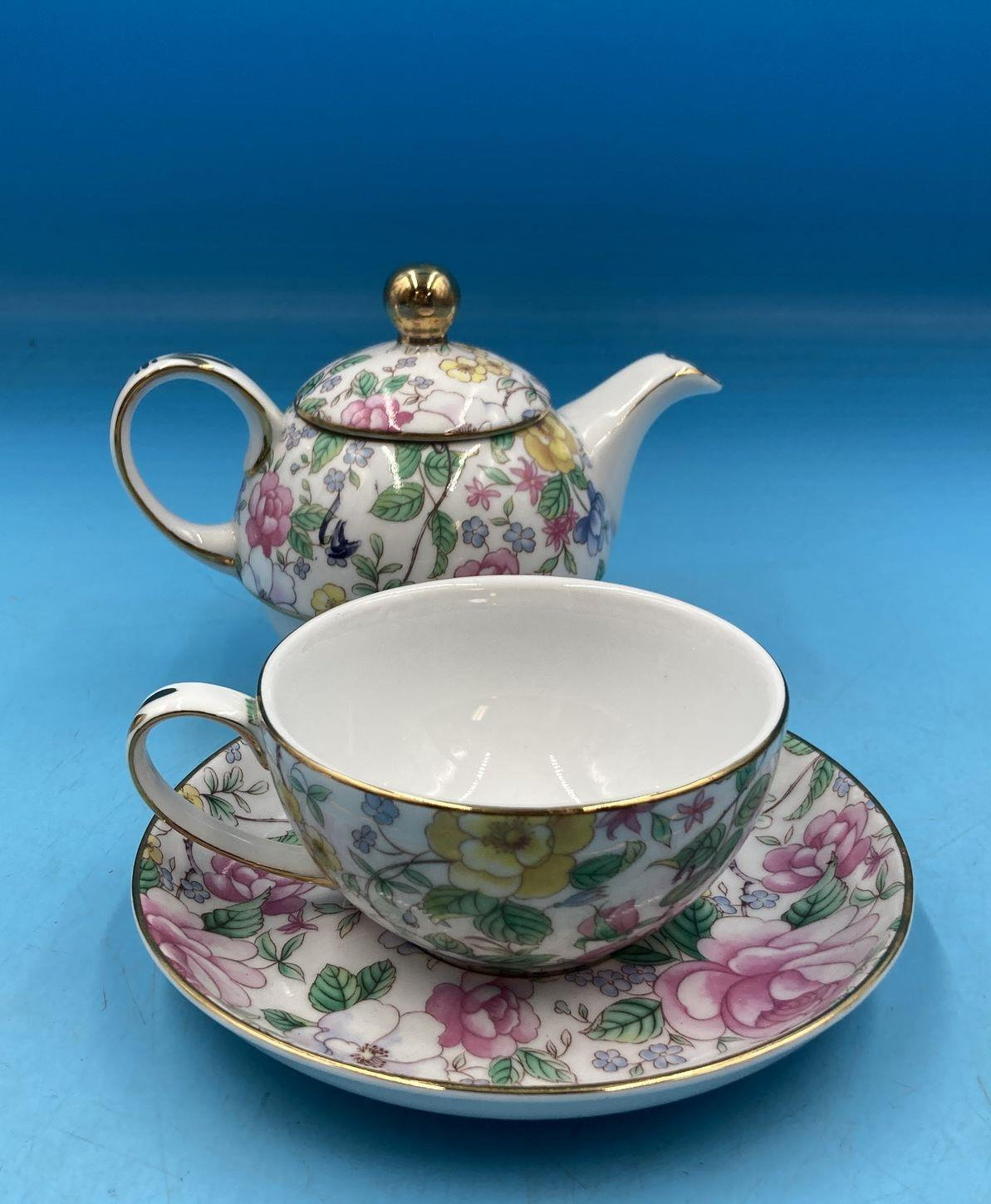 Two's Company Chintz Floral Teapot for One Stackable Set