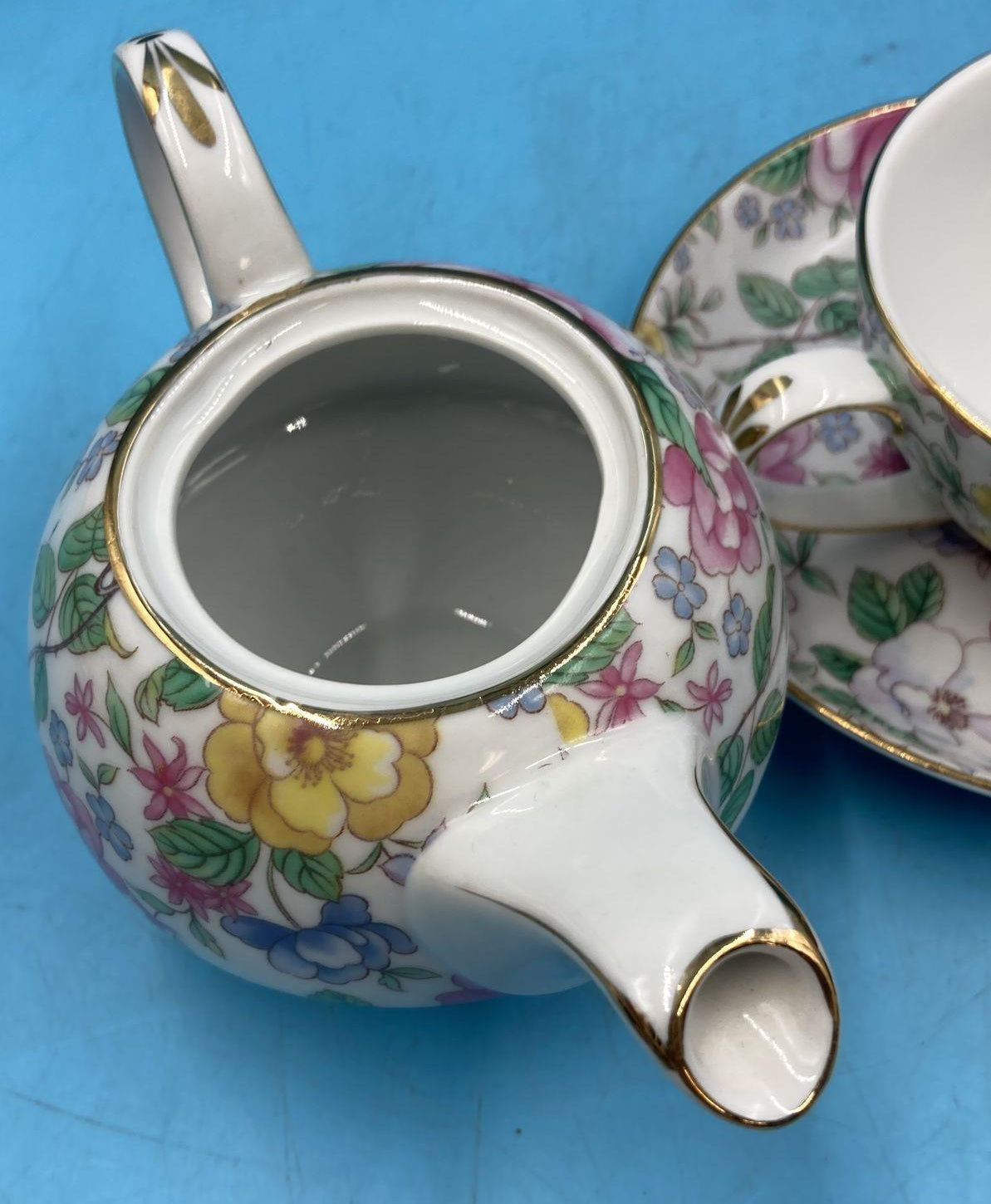 Two's Company Chintz Floral Teapot for One Stackable Set