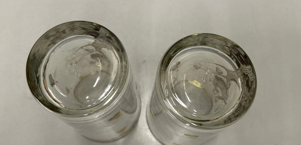 Culver Partridge in a Pear Tree Gold Overlay Tumbler Set of 2 Vintage