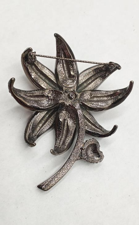 Vintage Joan Rivers Crystal Flower Statement Brooch