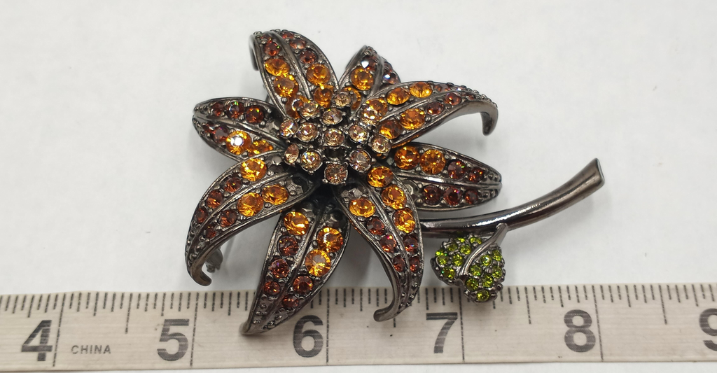 Vintage Joan Rivers Crystal Flower Statement Brooch