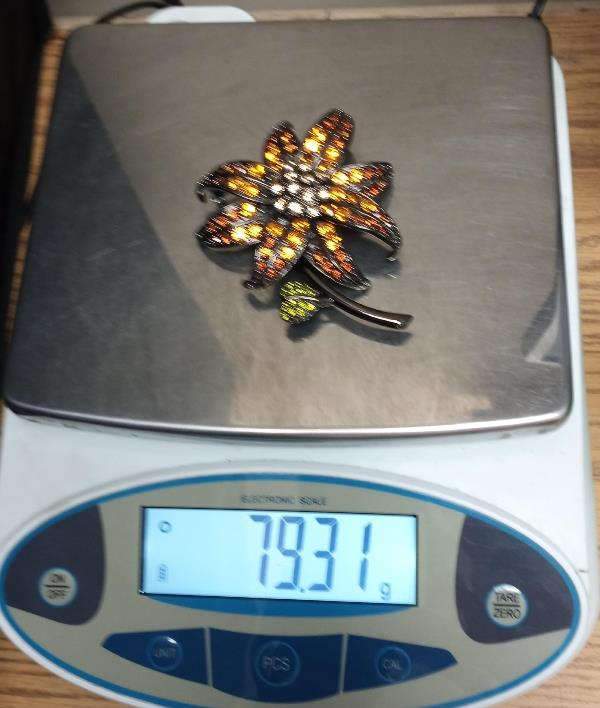 Vintage Joan Rivers Crystal Flower Statement Brooch