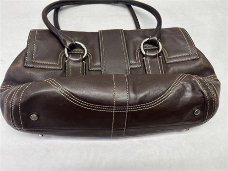 Coach Soho Brown Leather Buckle Flap Satchel (16"x9"x7") [443G]
