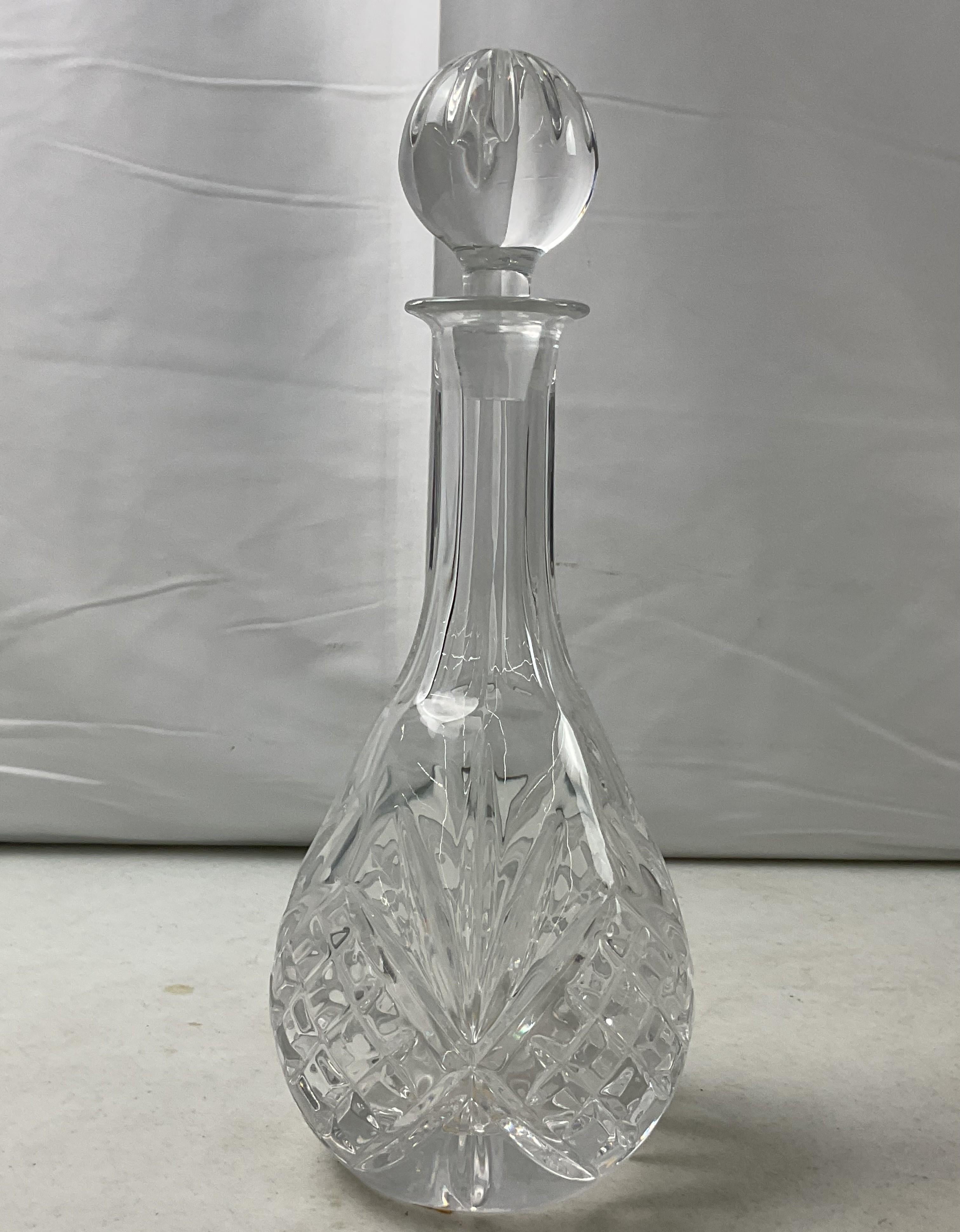 Crystal Decanter and Glass Set with Cut Pattern Design