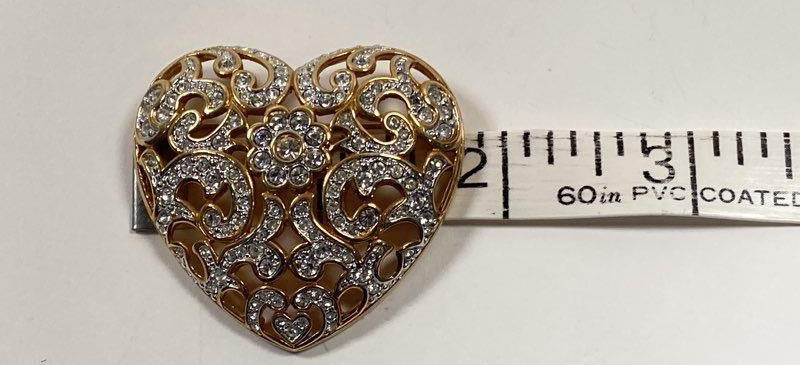 Swarovski Crystal Gold tone Heart Brooch