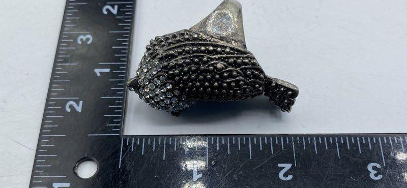 Silver-Tone Rhinestone Owl Cocktail Ring Size 6